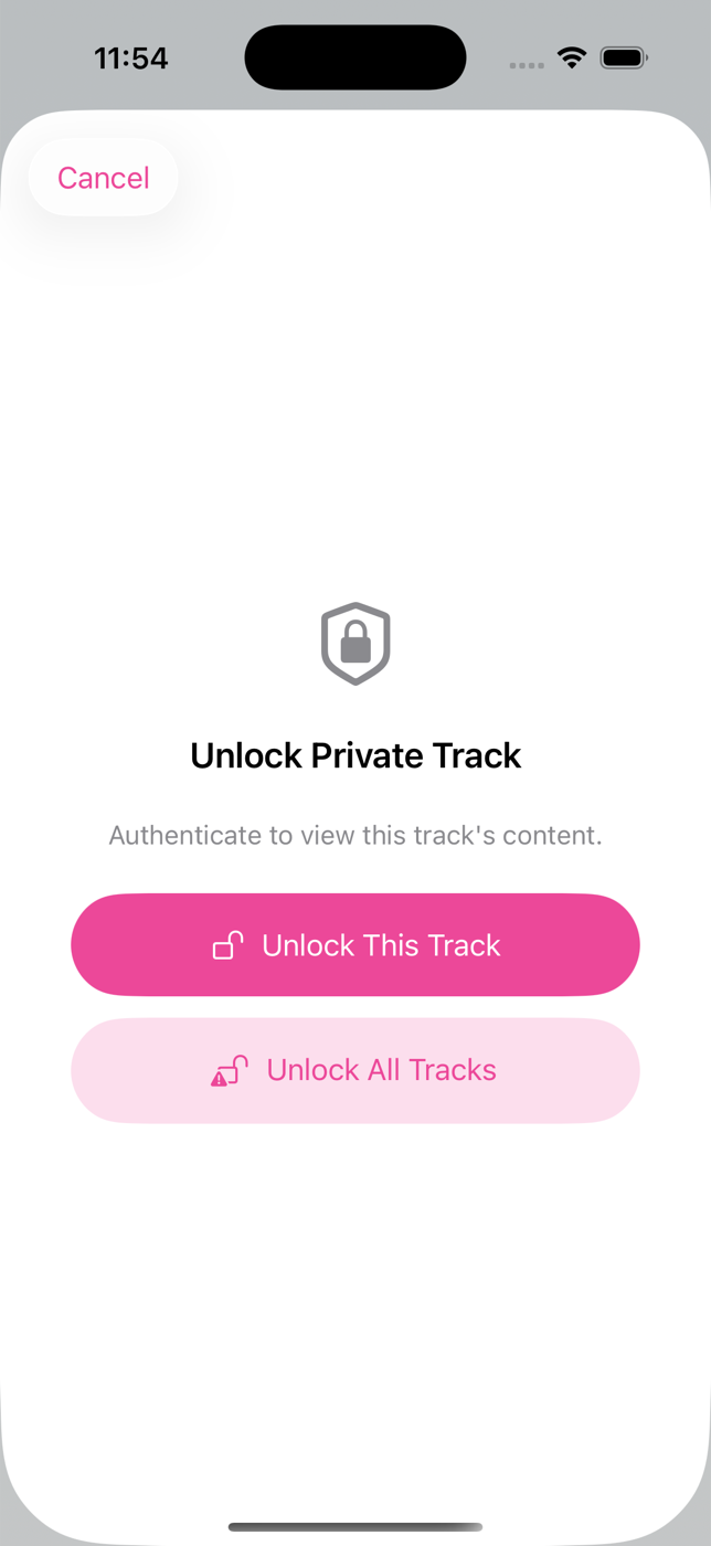 HealthTimeline asking for Face ID to unlock a private health track